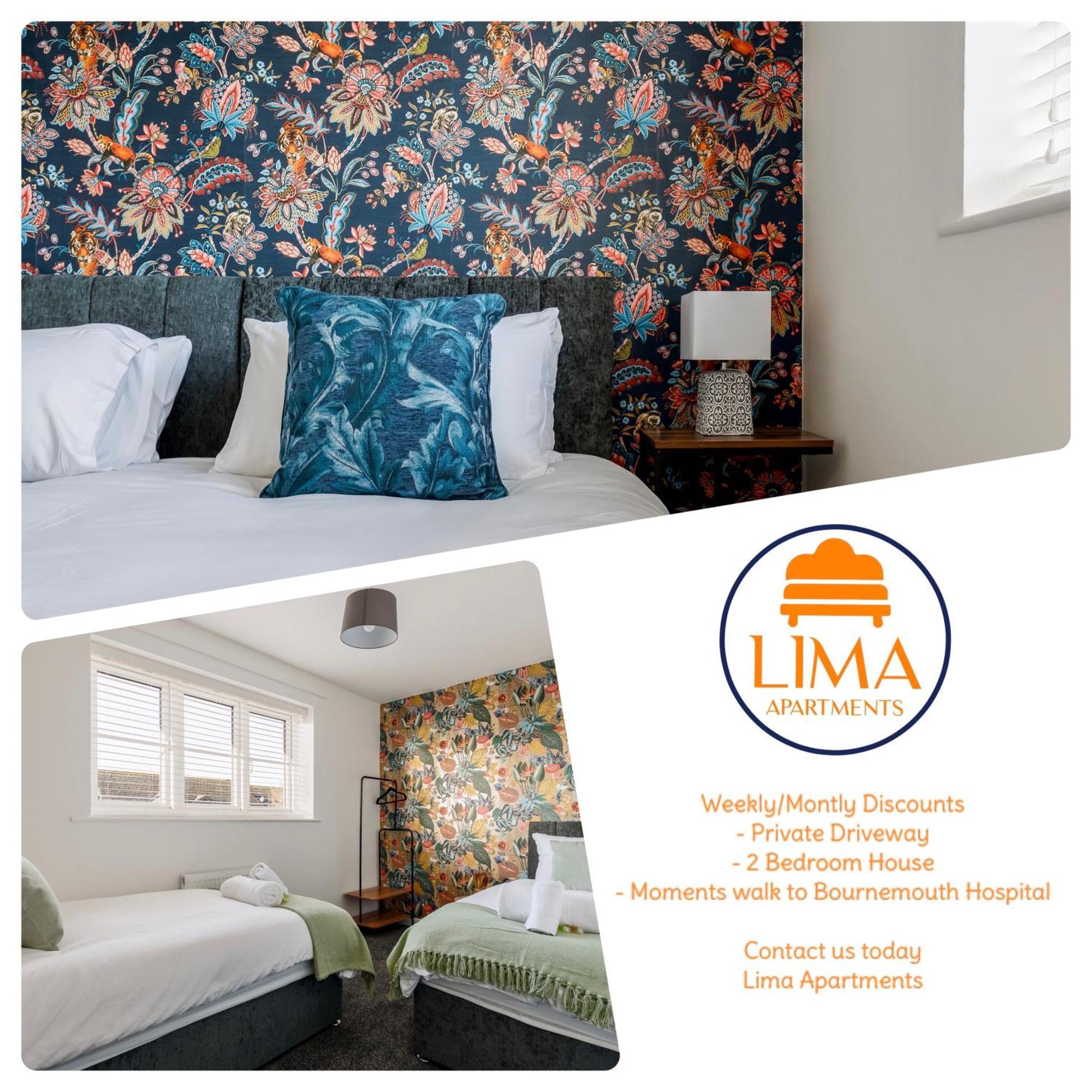 2 Bedroom House-Driveway - Bournemouth Hospital - Long Stay Discounts - Lima Apartments Ltd מראה חיצוני תמונה